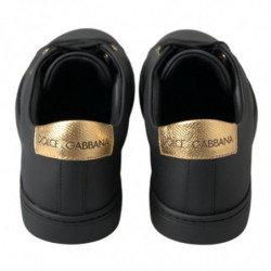 Scarpe da ginnastica classiche in pelle nera oro - EU35.5/US5
